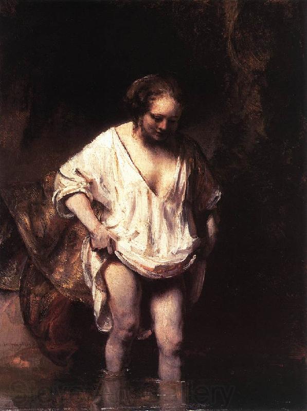 REMBRANDT Harmenszoon van Rijn Hendrickje Bathing in a River